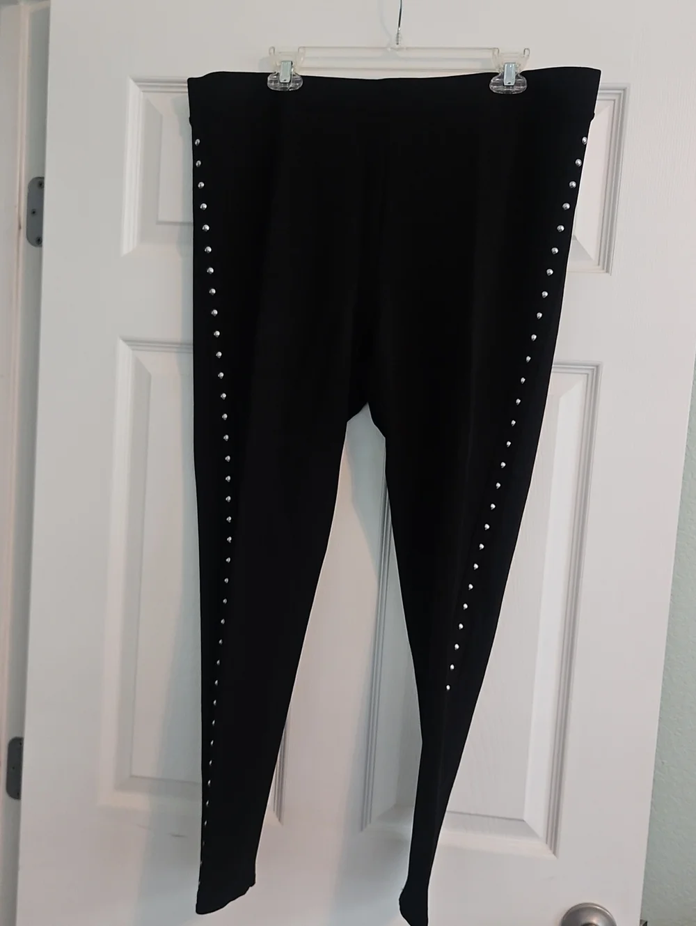 Vince Camuto Black Leggings with Silver Stud Trim